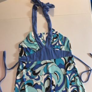 Women’s 12 Halter Summer Mini Abstract Blues & Black Dress